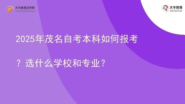 2025年茂名自考本科如何报考？选什么学校和专业？图片