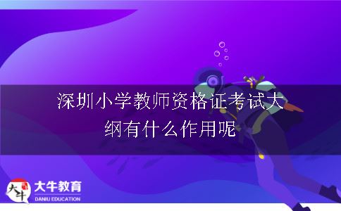 深圳小学教师资格证考试大纲有什么作用呢