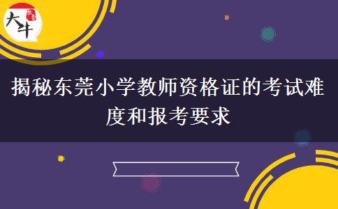 揭秘东莞小学教师资格证的考试难度和报考要求