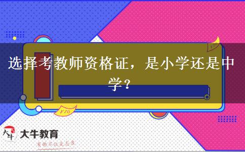 选择考教师资格证，是小学还是中学？