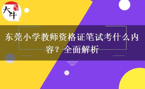 东莞小学教师资格证笔试考什么内容？全面解析