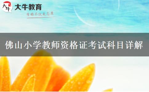 佛山小学教师资格证考试科目详解