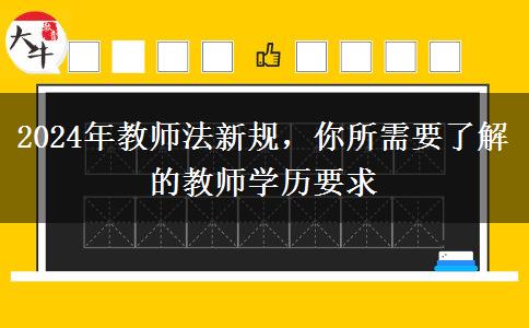 2024年教师法新规，你所需要了解的教师学历要求