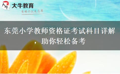 东莞小学教师资格证考试科目详解，助你轻松备考