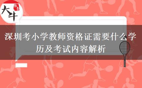 深圳考小学教师资格证需要什么学历及考试内容解析