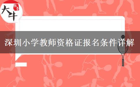 深圳小学教师资格证报名条件详解