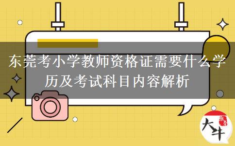 东莞考小学教师资格证需要什么学历及考试科目内容解析