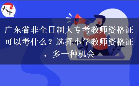 广东省非全日制大专考教师资格证可以考什么？选择小学教师资格证，多一种机会