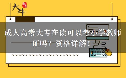 成人高考大专在读可以考小学教师证吗？资格详解！