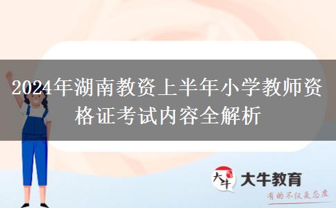 2024年湖南教资上半年小学教师资格证考试内容全解析