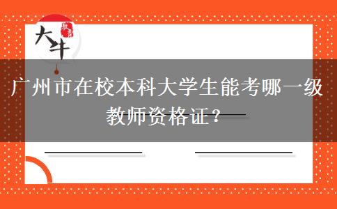 广州市在校本科大学生能考哪一级教师资格证？