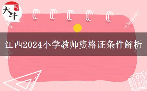 江西2024小学教师资格证条件解析
