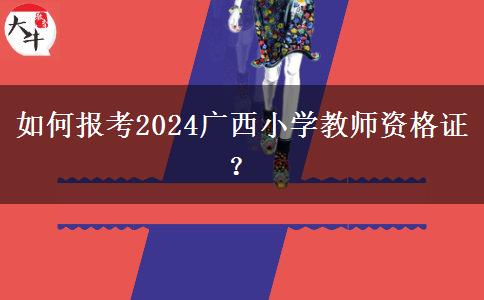如何报考2024广西小学教师资格证？