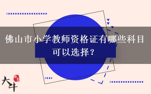 佛山市小学教师资格证有哪些科目可以选择？