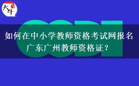 如何在中小学教师资格考试网报名广东广州教师资格证？