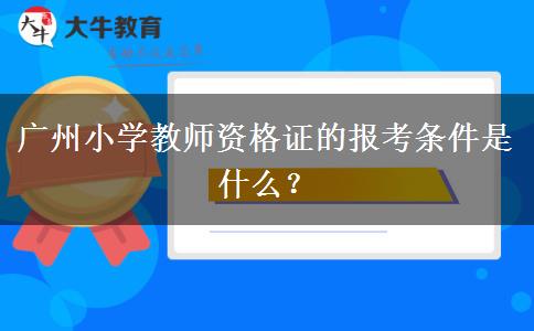 广州小学教师资格证的报考条件是什么？