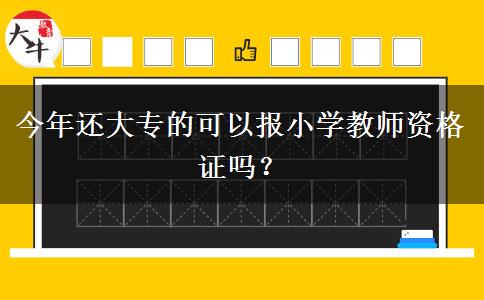 今年还大专的可以报小学教师资格证吗？