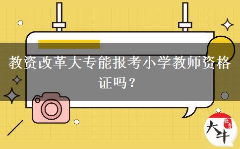 教资改革大专能报考小学教师资格证吗？