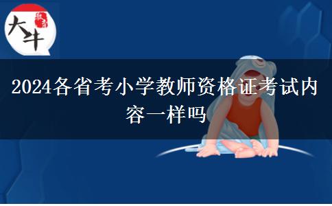 2024各省考小学教师资格证考试内容一样吗