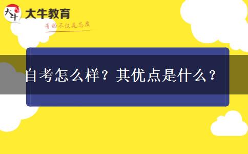 自考怎么样？其优点是什么？