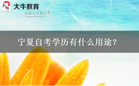 宁夏自考学历有什么用途？