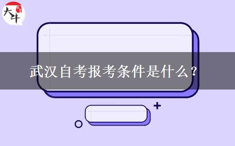 武汉自考报考条件是什么？