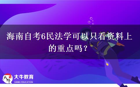 海南自考6民法学可以只看资料上的重点吗？