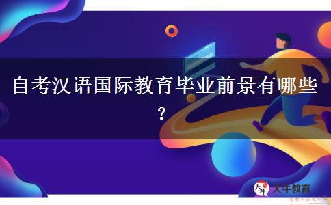 自考汉语国际教育毕业前景有哪些？