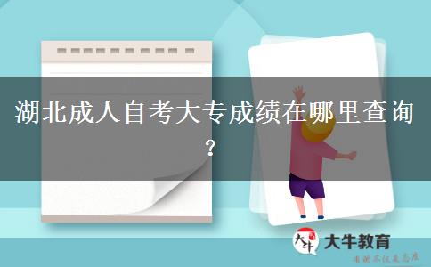 湖北成人自考大专成绩在哪里查询？
