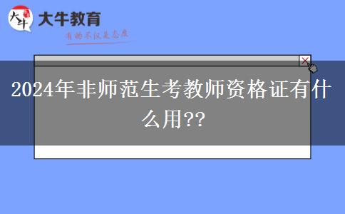 2024年非师范生考教师资格证有什么用??