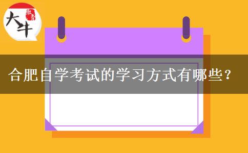 合肥自学考试的学习方式有哪些？