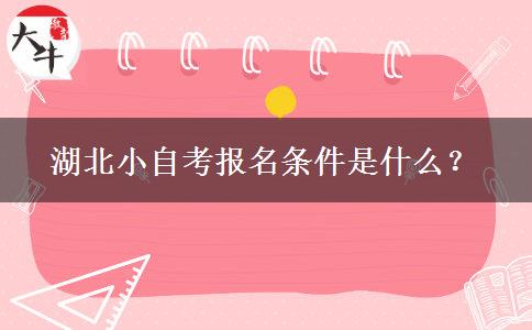 湖北小自考报名条件是什么？