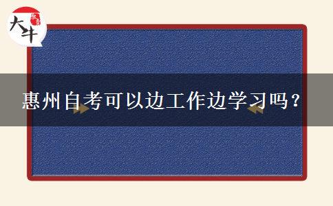 惠州自考可以边工作边学习吗？