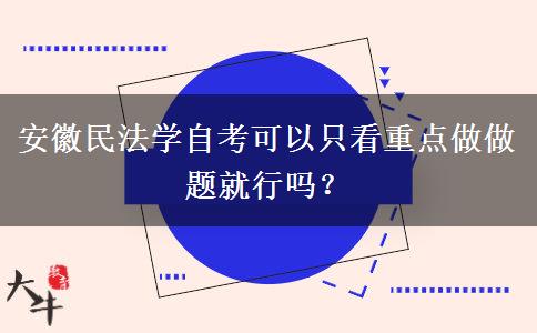 安徽民法学自考可以只看重点做做题就行吗？