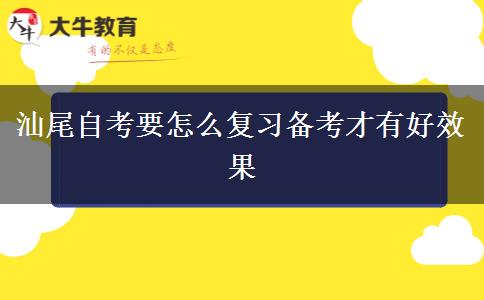 汕尾自考要怎么复习备考才有好效果