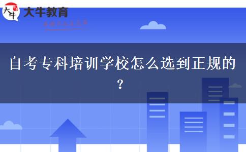 自考专科培训学校怎么选到正规的？