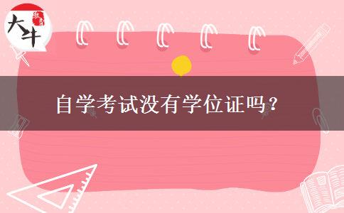 自学考试没有学位证吗？