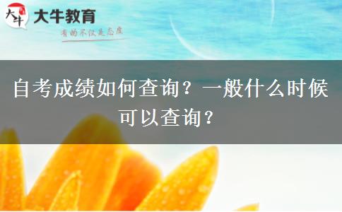 自考成绩如何查询？一般什么时候可以查询？