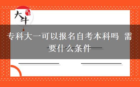 专科大一可以报名自考本科吗 需要什么条件