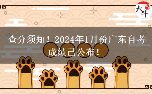 查分须知！2024年1月份广东自考成绩已公布！