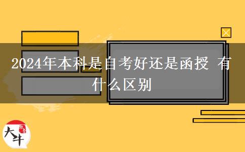 2024年本科是自考好还是函授 有什么区别