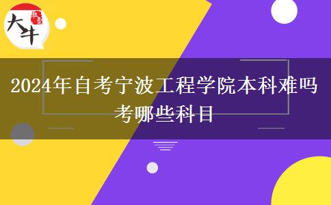 2024年自考宁波工程学院本科难吗 考哪些科目