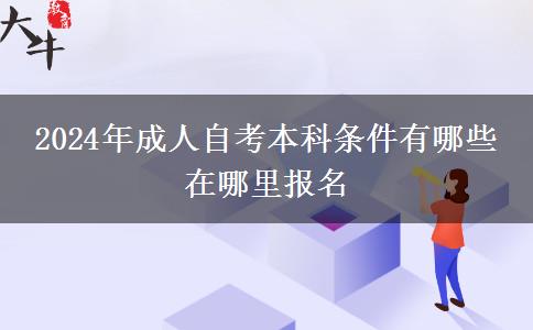 2024年成人自考本科条件有哪些 在哪里报名
