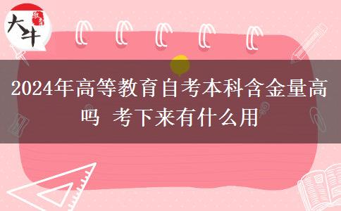 2024年高等教育自考本科含金量高吗 考下来有什么用