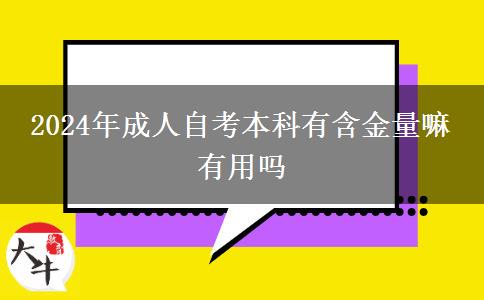 2024年成人自考本科有含金量嘛 有用吗