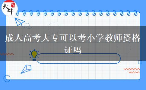 成人高考大专可以考小学教师资格证吗