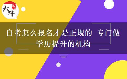 自考怎么报名才是正规的 专门做学历提升的机构