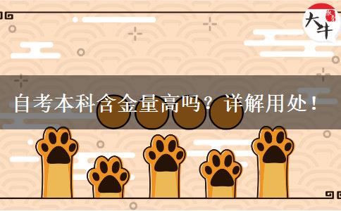 自考本科含金量高吗？详解用处！