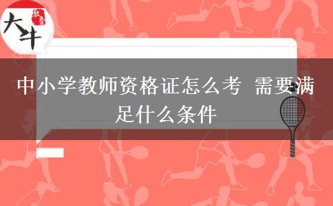 中小学教师资格证怎么考 需要满足什么条件