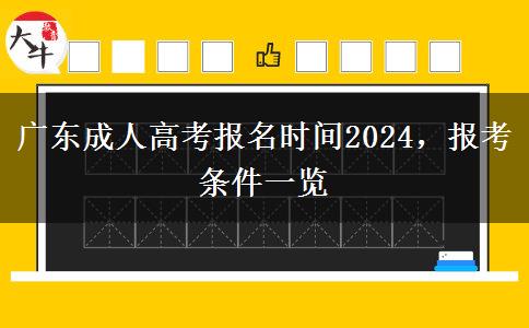广东成人高考报名时间2024，报考条件一览
